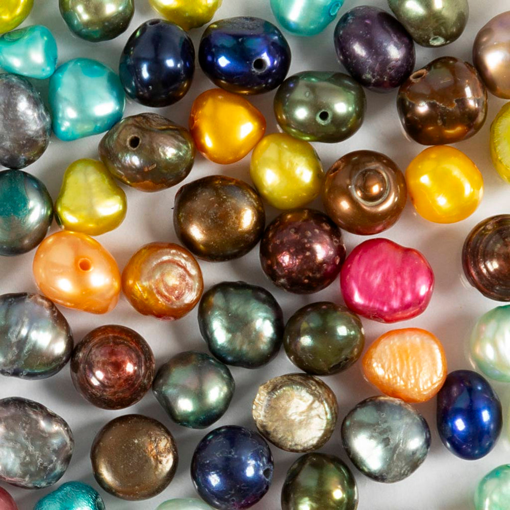 Creativ company zoetwaterparels, d 5-6 mm, gatgrootte 0,5 mm, parelmoer kleuren, 60 stuk 1 doos