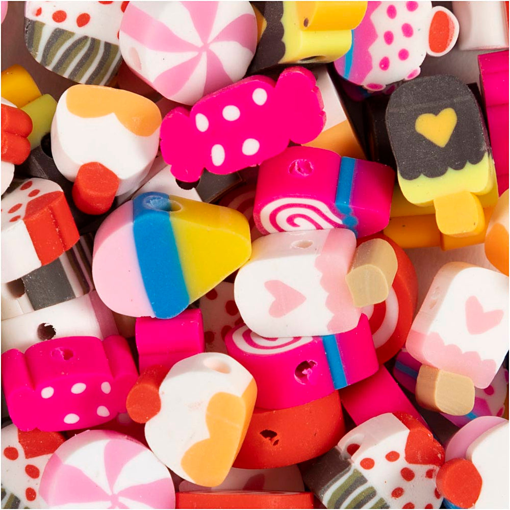 Creativ company figuurkralen, snoep, taart en ijs, d 10 mm, gatgrootte 1,5 mm, 200 stuk 1 doos