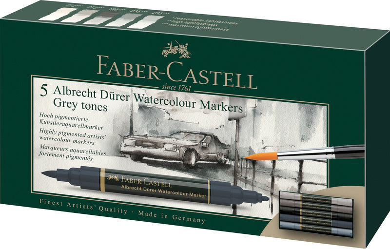 Faber castell fc-160306 wk25aquarel marker fc albrechtdürer 5 stuks grey tones