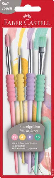 Faber castell fc-481620 penselenset soft touch 4 stuks pastel kleuren