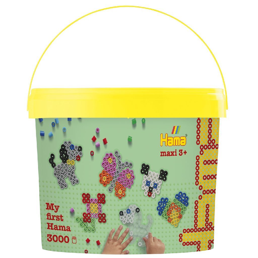 Hama strijkkralen maxi emmer + legbord 3000 stuks