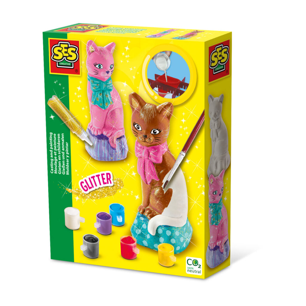 Ses gips gieten en schilderen van een poes