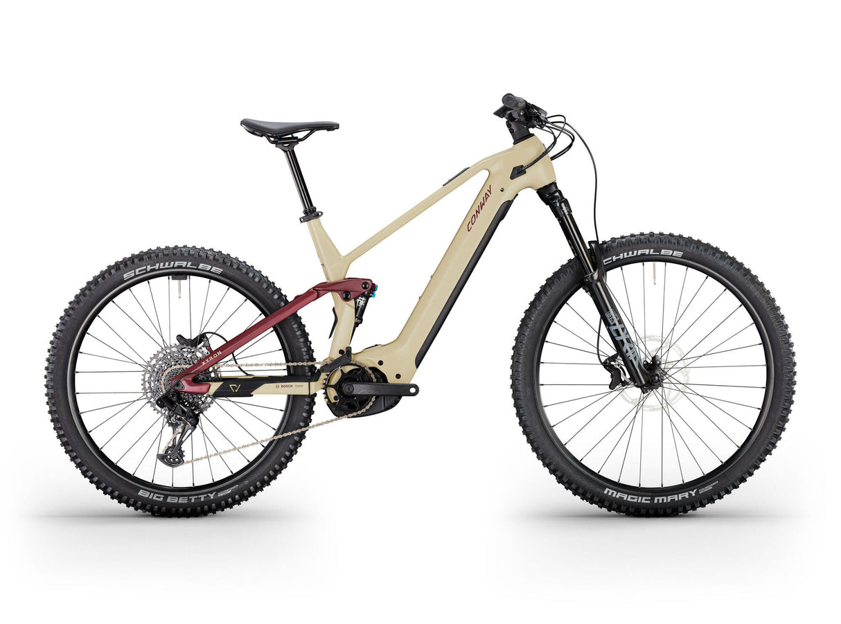 Conway elektrische mtb full-suspension xyron s 5.0 carbon (#1) ebike conw.xyron s5.0 ca. 29 27 12sp 46 des. plum