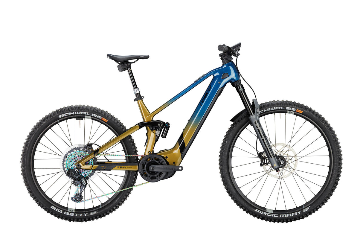 Conway elektrische mtb full-suspension xyron s 9.9 mx carbon mod. 23 ebike conw. xyron s 9.9 29 46 full sus. blue br.