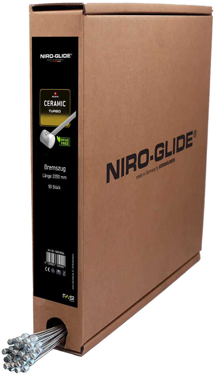Niro-glide rembinnenkabel turbo niro glide ceramic brakes ug roller nipple 2050 mm