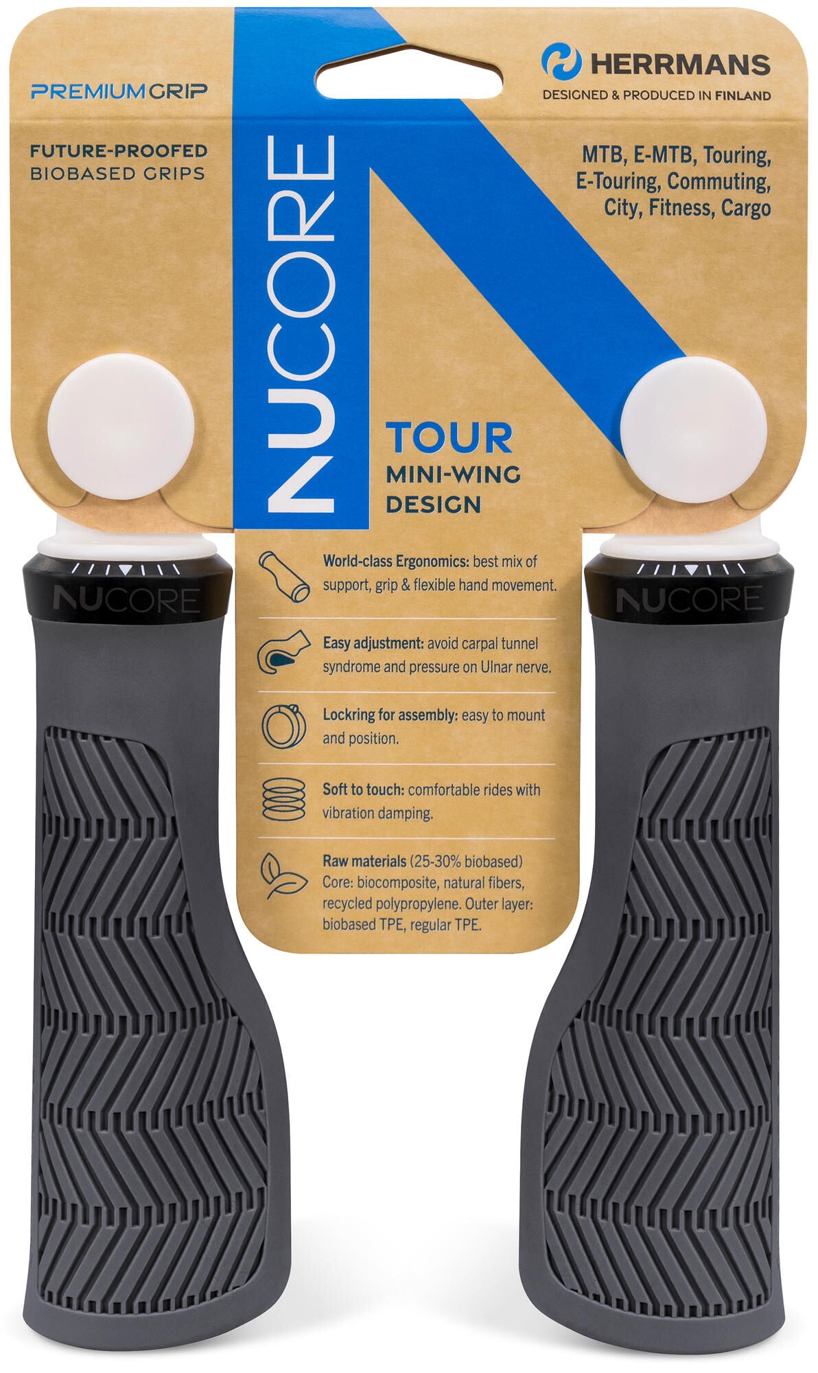 Herrmans nucore tour handvat grip herramns nucore tour 130mm wave grey