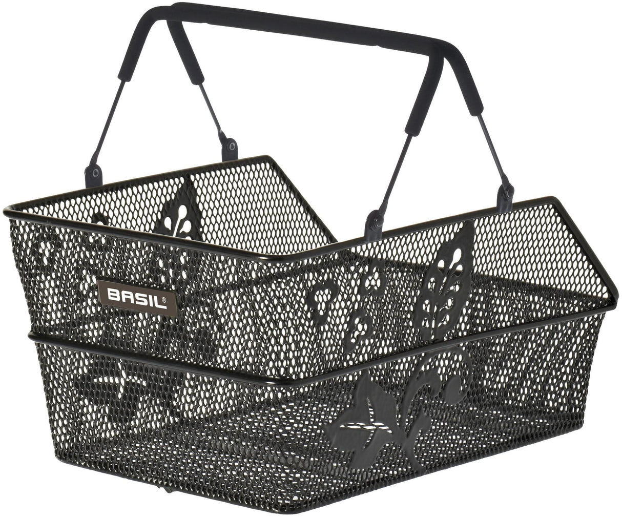 Basil Cento S Flower Multi - fietsmand - achterop - klein - zwart