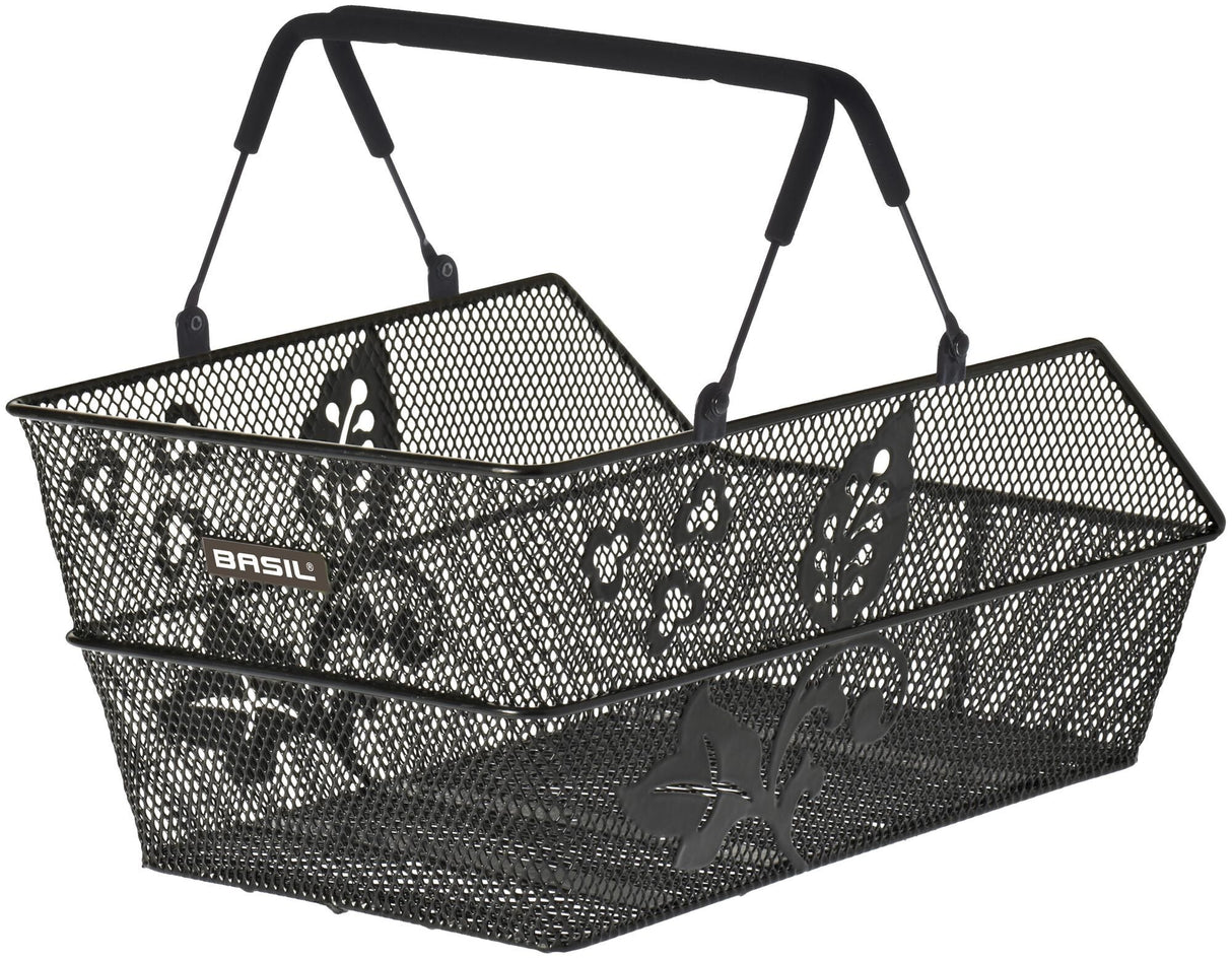 Basil Cento Flower Multi - fietsmand - achterop - zwart