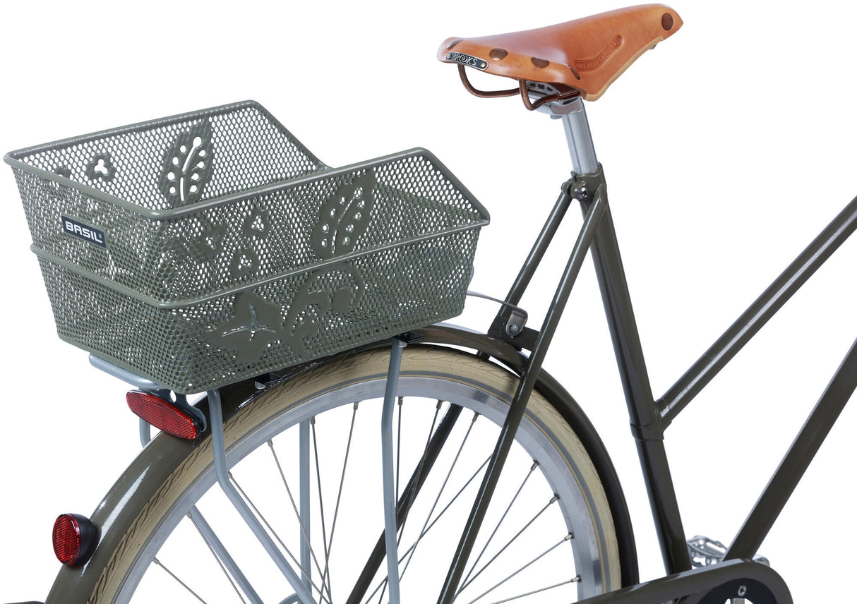 Basil schooltassenmand, achterop "cento flower s" rear sch.basket cento flower s olive green