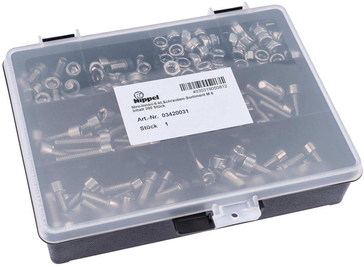 Fix-nippel binnenzeskantbouten assortiment assortiment inbusschroeven RVS 6mm