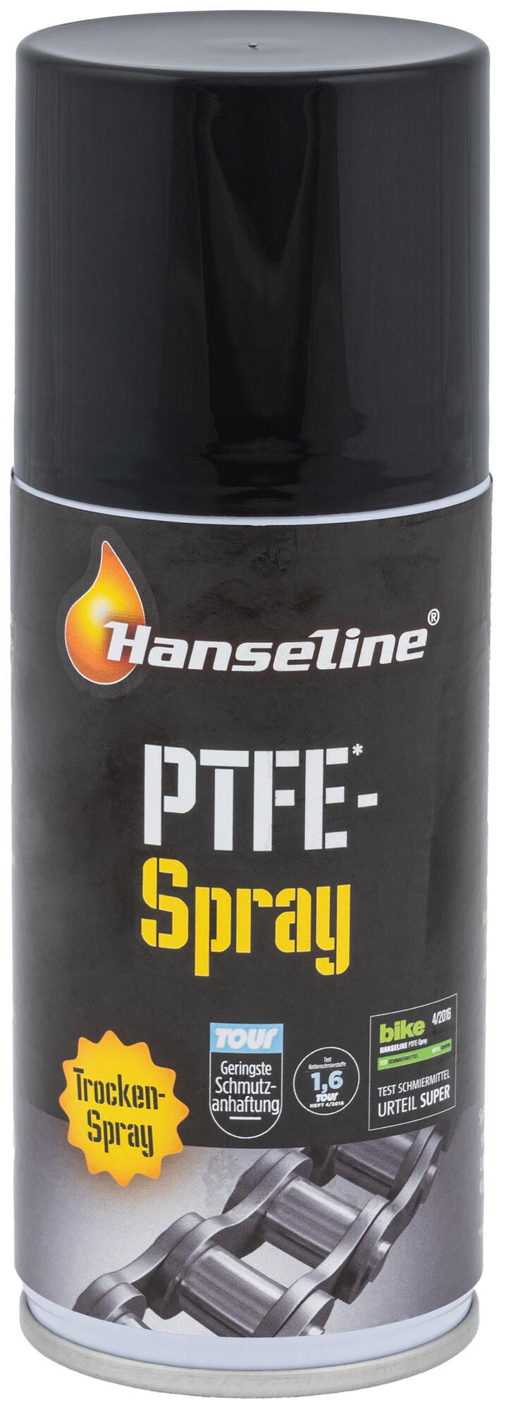 HANSELINE teflon sprayspecial-lubricant with teflon (PTFE), lubricate, protect and preserved chain, cables and joint connections. Especially for use in dry and dusty environmentRecommendation: regularly spray in small amounts