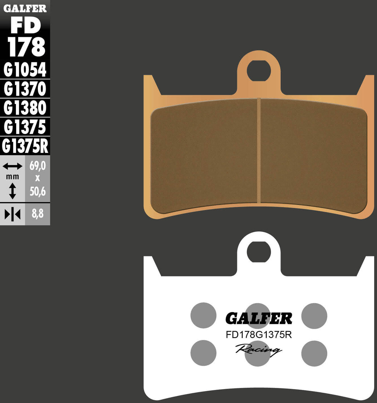 Galfer remblokken fd178 brake pad fd178 g1375r sintered metal