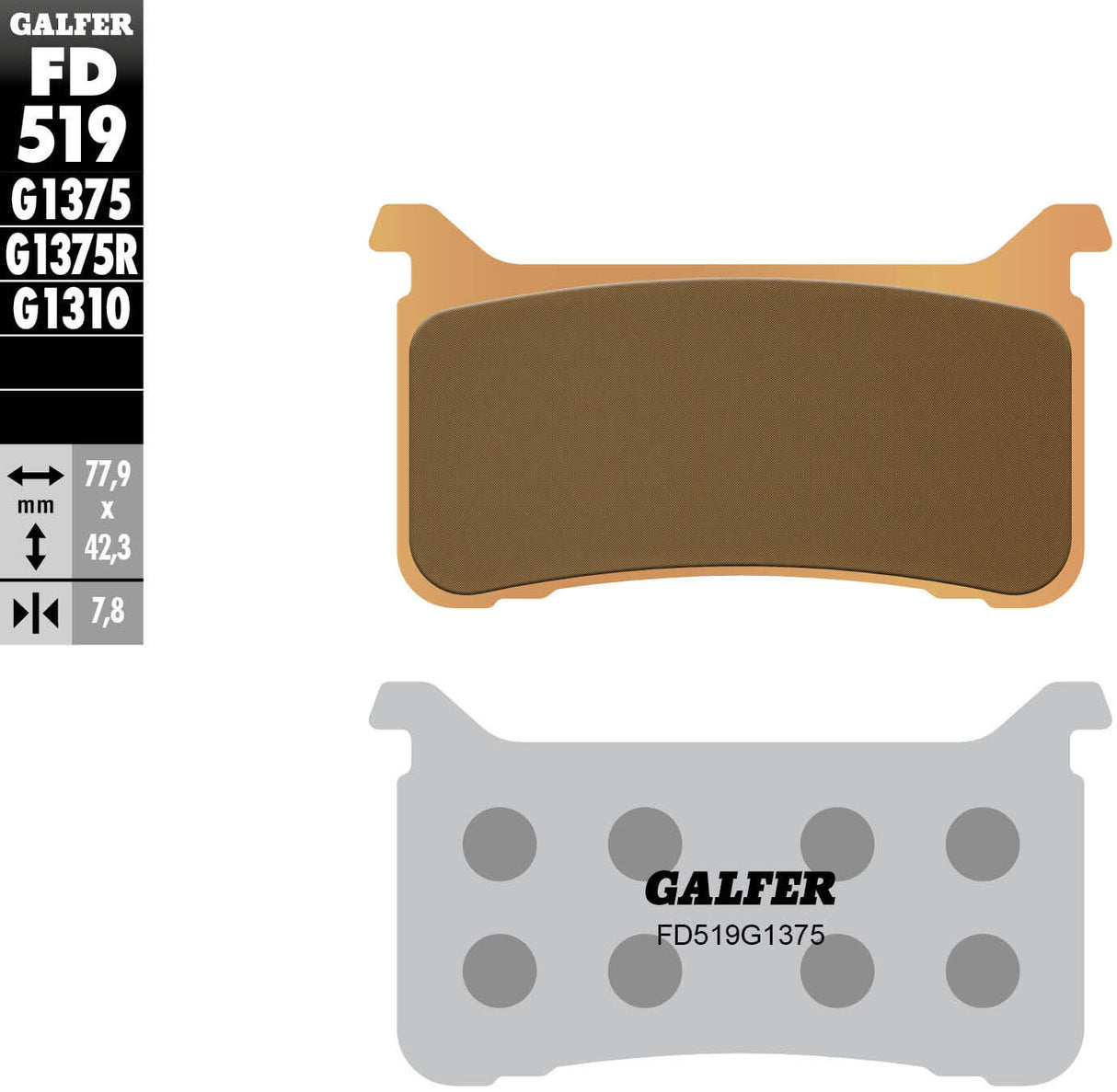 Galfer remblokken fd519 brake pad fd519 g1375 sint.metal str. sp.