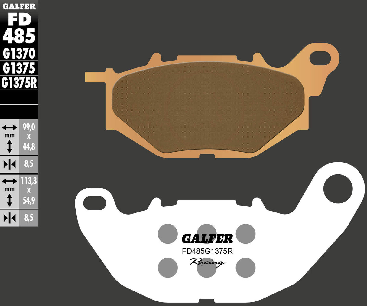 Galfer remblokken "fd485 brake pad galfer fd485 g1375r sint.metal racing