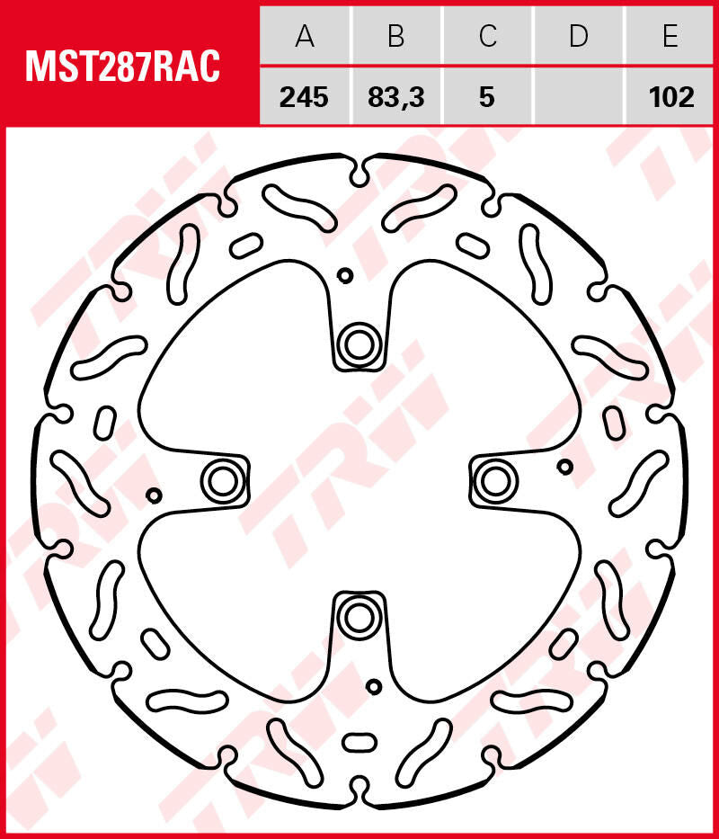Trw remschijf mst287rac . rotor mst287rac rigid