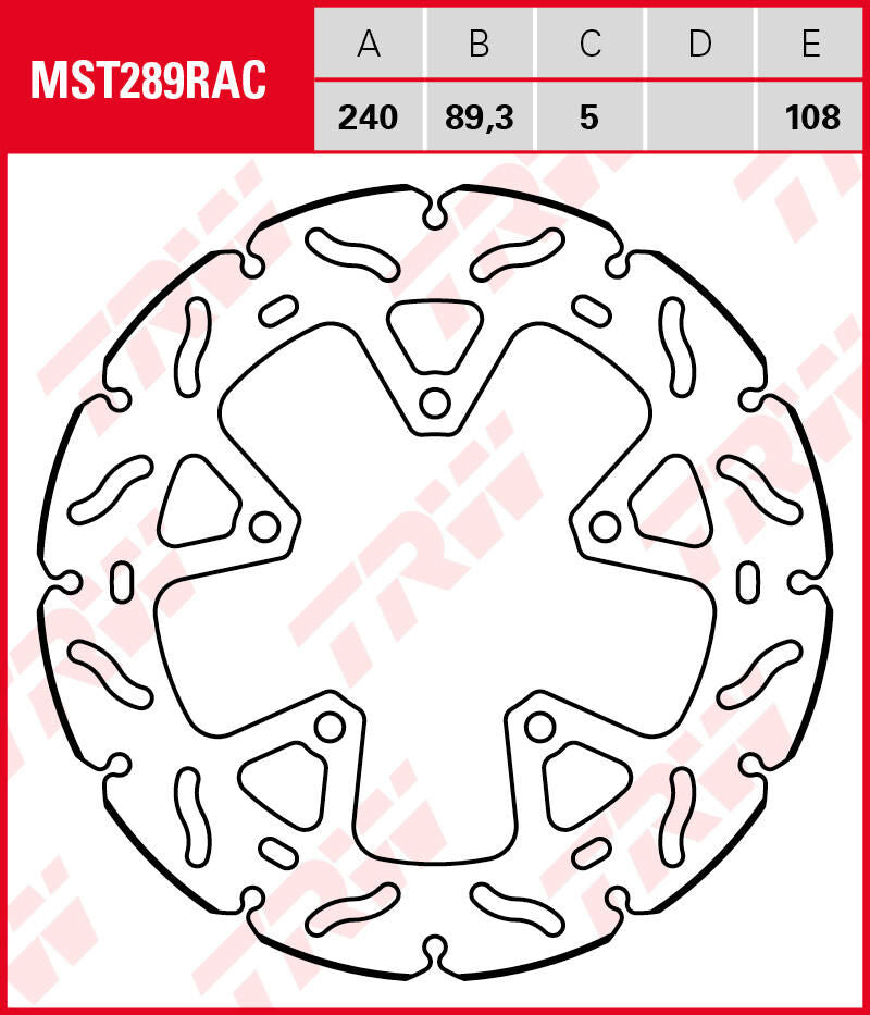 Trw remschijf mst289rac . rotor mst289rac rigid