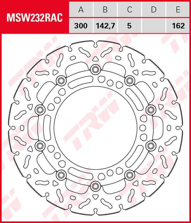 Trw remschijf msw232rac van rotor msw232rac floating