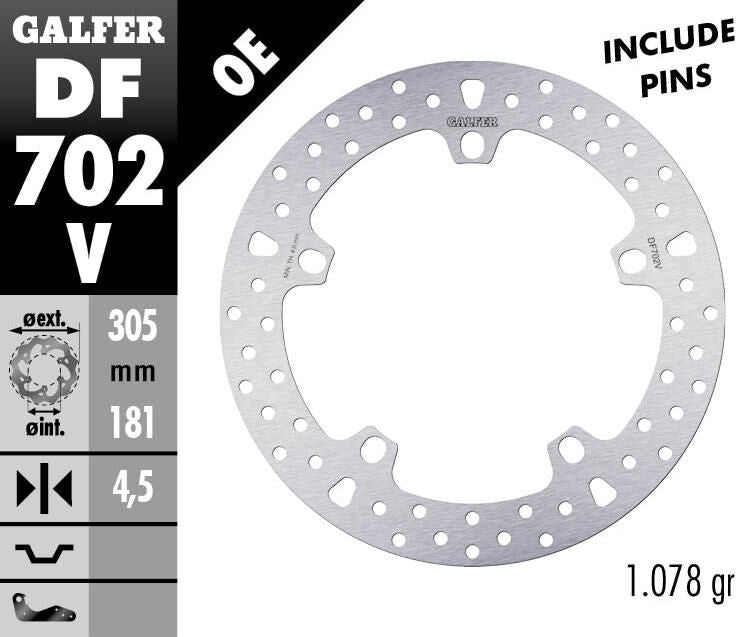 Galfer remschijf df702 rotor df702 type v rigid