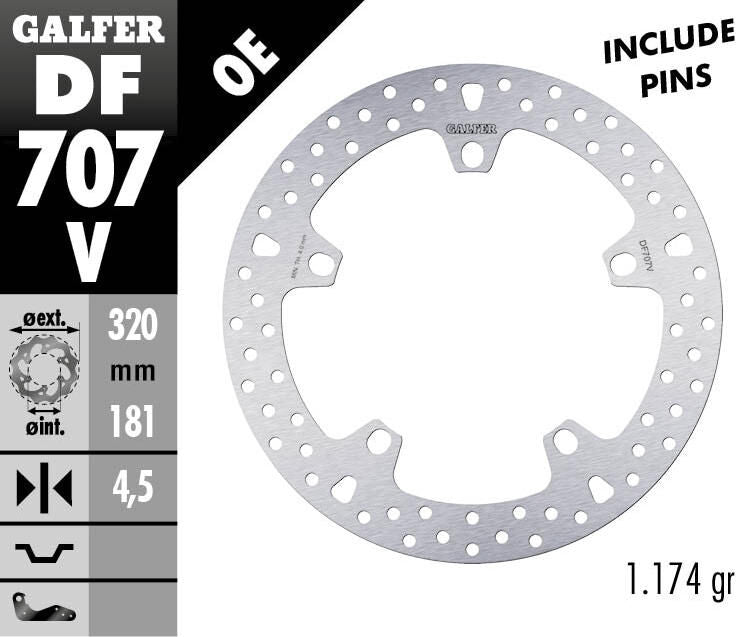 Galfer remschijf df707 rotor galfet df707 type v rigid