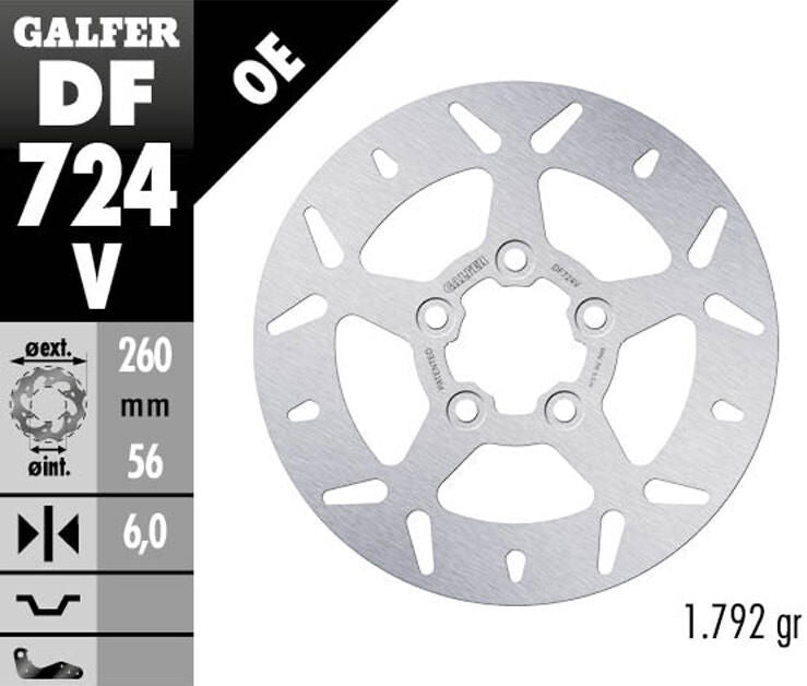 Galfer remschijf df724 rotor df724 type v rigid