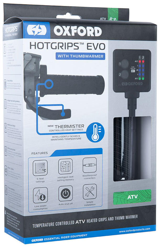 Oxford handvatverwarming hotgrips®evo . heated grips evo a 22+25mm open dual 5-stage
