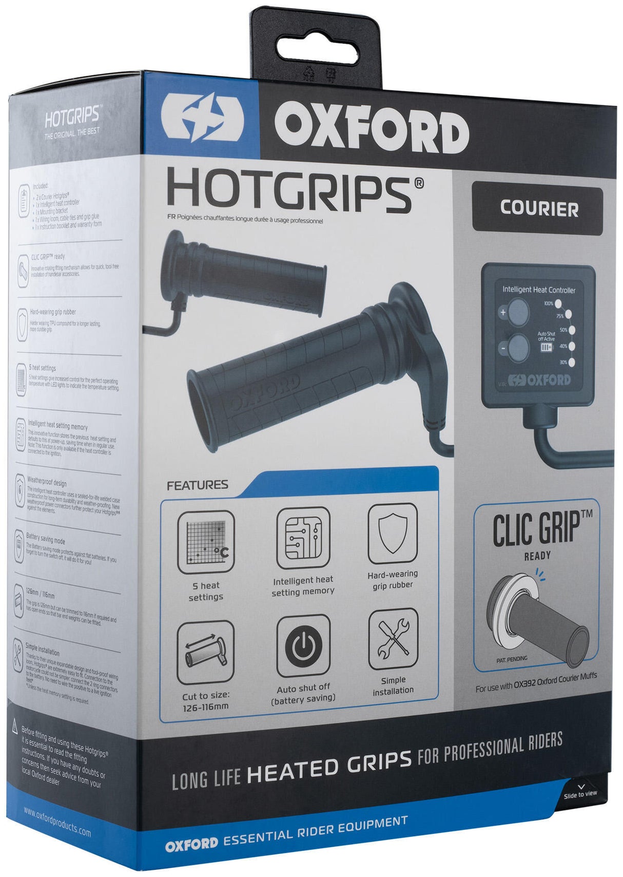 Oxford handvatverwarming courier hotgrips® . heated grips adv c 22+25mm open 5-stage
