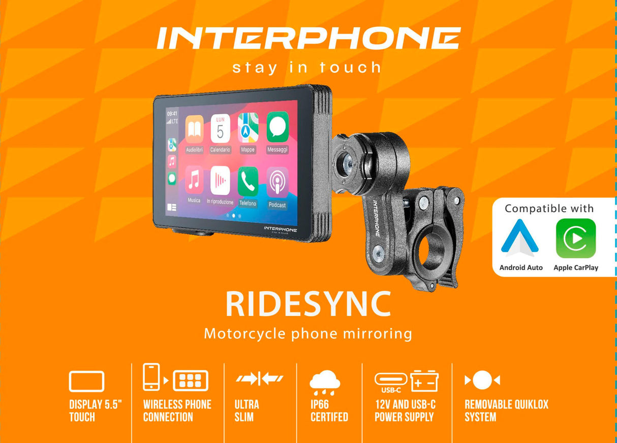 Interphone infotainmentsysteem ridesync . ridesync car play, android auto
