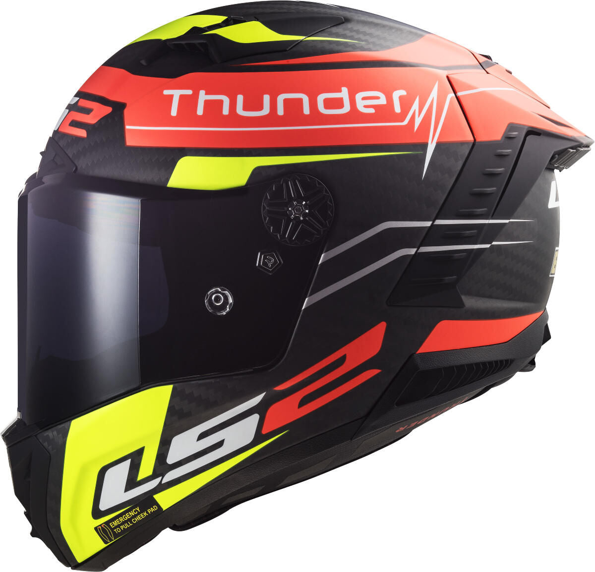 Ls2 integraalhelm „ff805 thunder carbon black attack” helmet ff805 th.ca.bl att. xs bl. red yel.