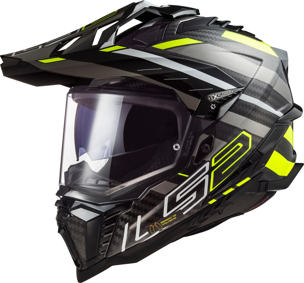 Ls2 endurohelm mx701 explorer carbon edge . helmet mx701 exp.car. edge m bl. yel. titanium