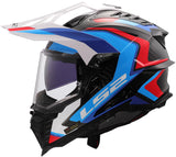 Ls2 endurohelm mx701 explorer carbon frontier ii , inwendig zonnevizier, uitneembaar, wasbaar, hypoallergeen en ademend, verstevigde kinriem, rescue wangkussentjes, dubbele d-voering helmet mx701 expl. car.fr.ii s wh blue bl