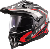 Ls2 endurohelm mx701 explorer carbon frontier ii , inwendig zonnevizier, uitneembaar, wasbaar, hypoallergeen en ademend, verstevigde kinriem, rescue wangkussentjes, dubbele d-voering helmet mx701 expl. car.fr.ii m red black