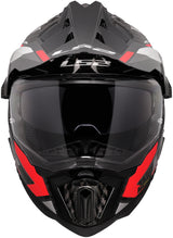 Ls2 endurohelm mx701 explorer carbon frontier ii , inwendig zonnevizier, uitneembaar, wasbaar, hypoallergeen en ademend, verstevigde kinriem, rescue wangkussentjes, dubbele d-voering helmet mx701 expl. car.fr.ii m red black