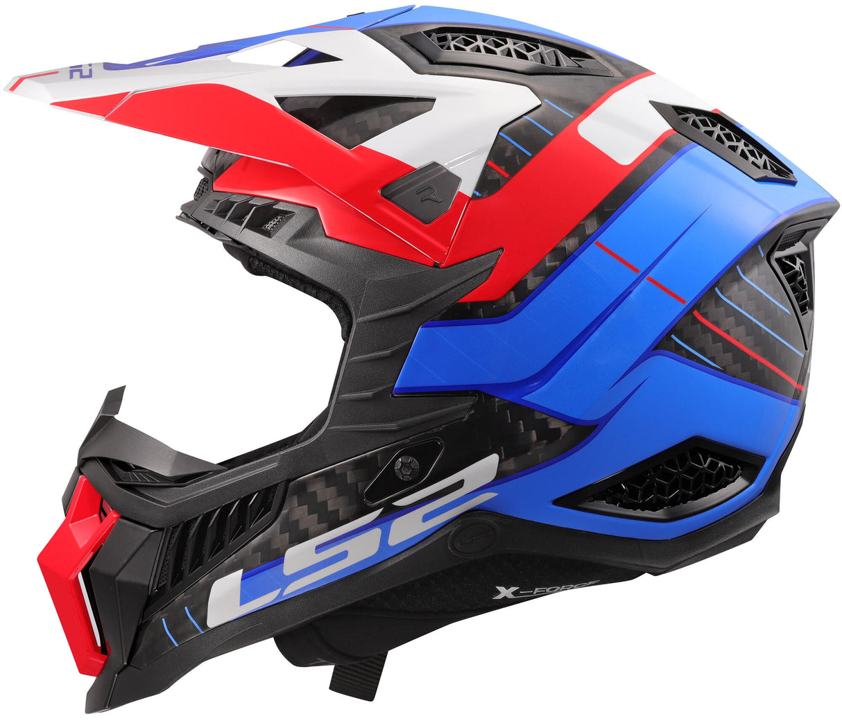 Ls2 crosshelm mx703 x-force galuo , ademend en hypoallergeen. helmet x-force galuo white red blue size xl