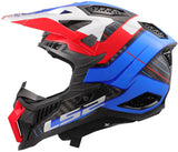 Ls2 crosshelm mx703 x-force galuo , ademend en hypoallergeen. helmet x-force galuo white red blue gr. m