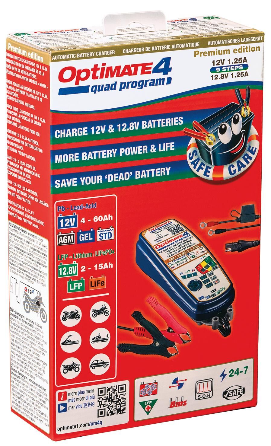 Tecmate acculader optimate 4 quad programma .