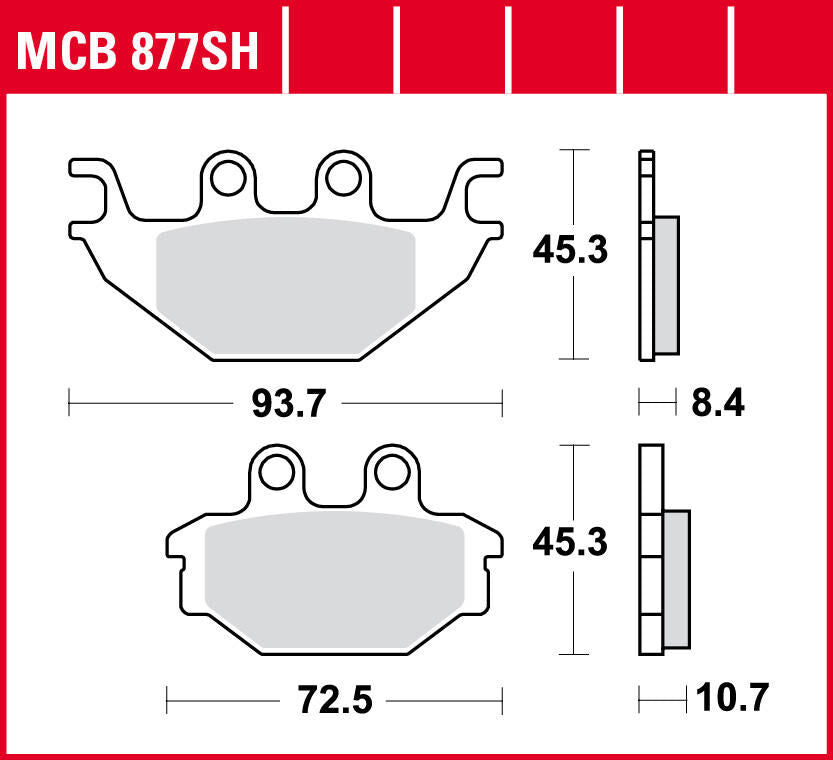 Trw remblokken mcb 877 brake pad mcb 877 sh sintered metal