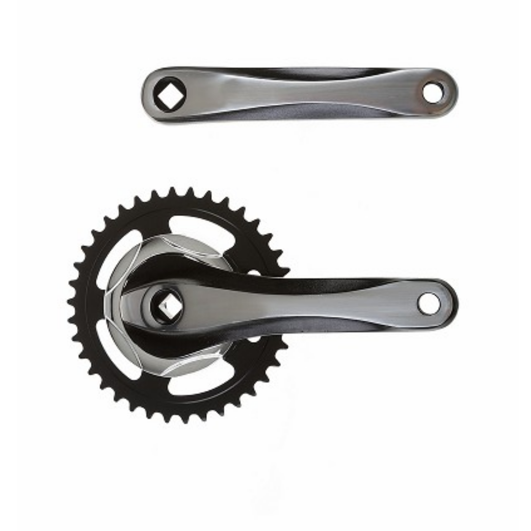 Falkx 2 tone crankstel 38t zwart-zilver