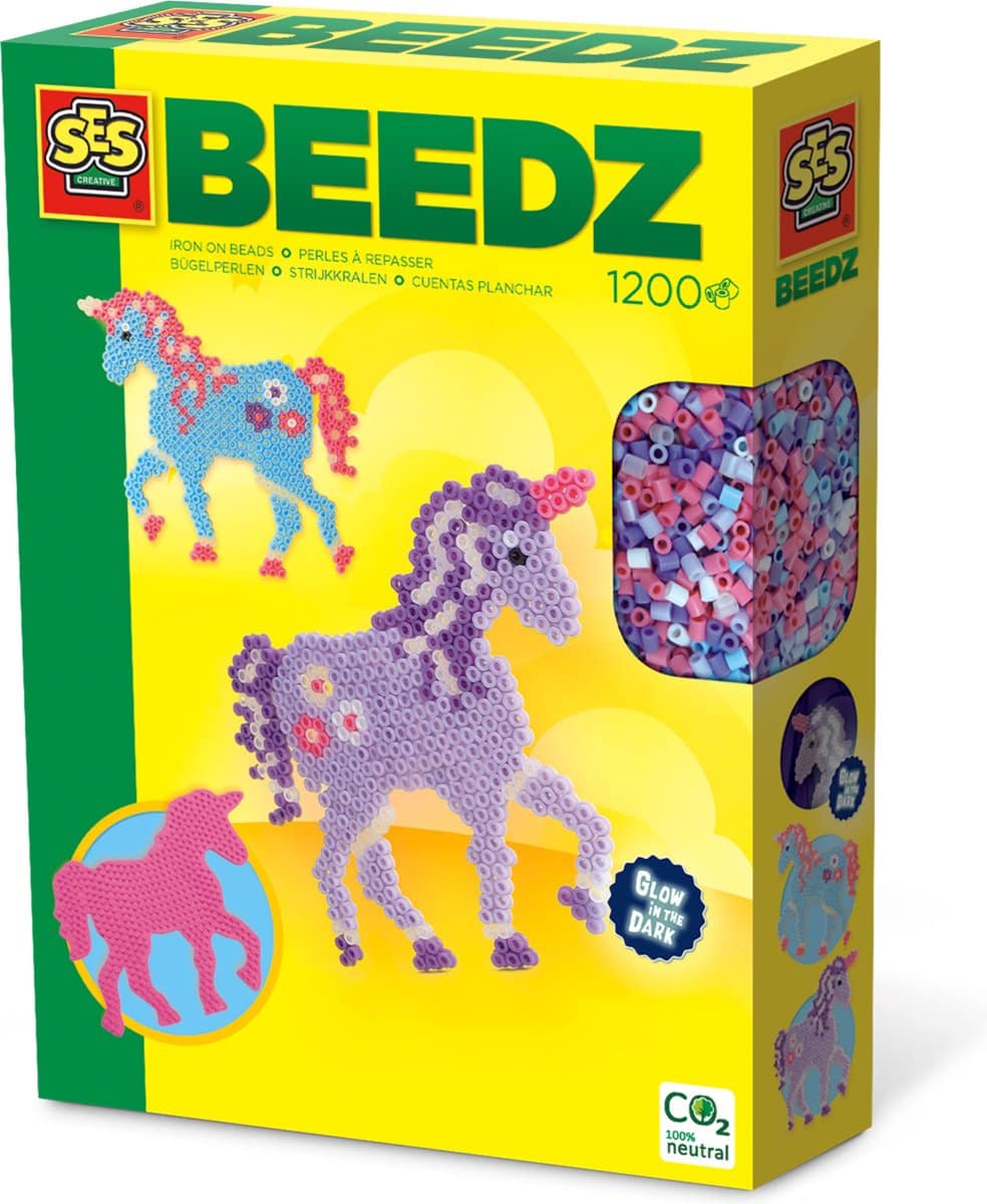 Ses strijkkralen paarden glow in the dark 1200 kralen