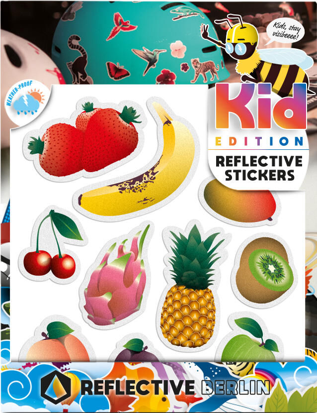 Reflective berlin reflex-stickers k.i.d. ref.sticker re.berlin kid fruits