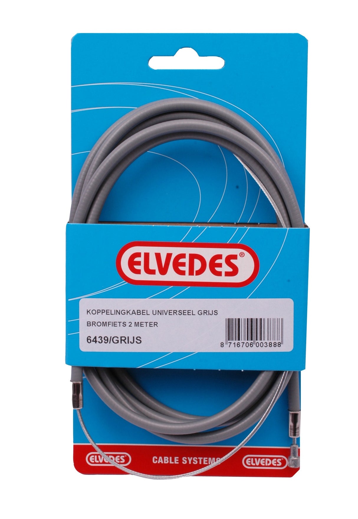 Elvedes koppelingskabel 2,00m grijs universeel
