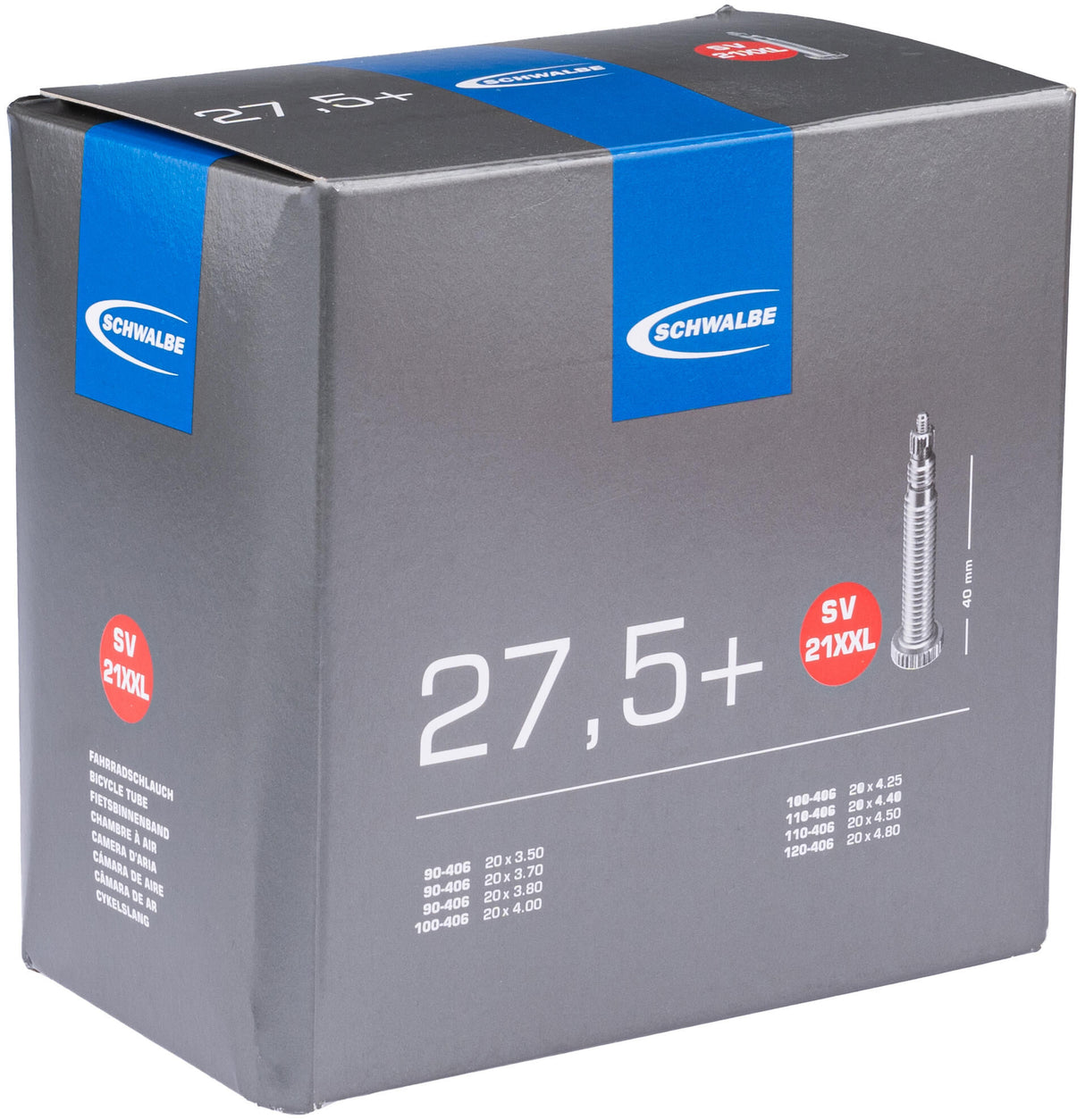 Schwalbe binnenband nr. 21 xxl , 27,5 tube nr.21 xxl 27,5 sv 40mm