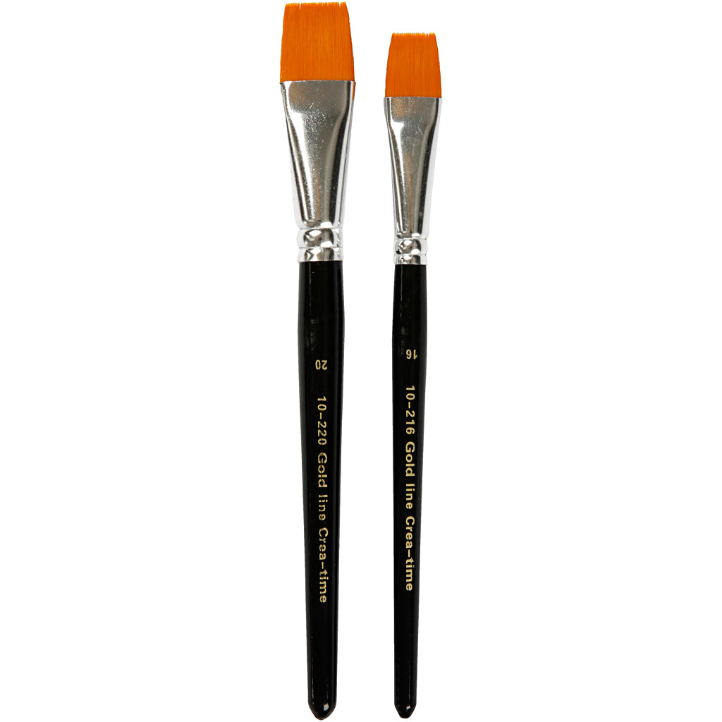 Creativ company gold line penselen, afm 16+20, l: 19-20 cm, b: 17-24 mm, plat, 2 stuk 1 doos