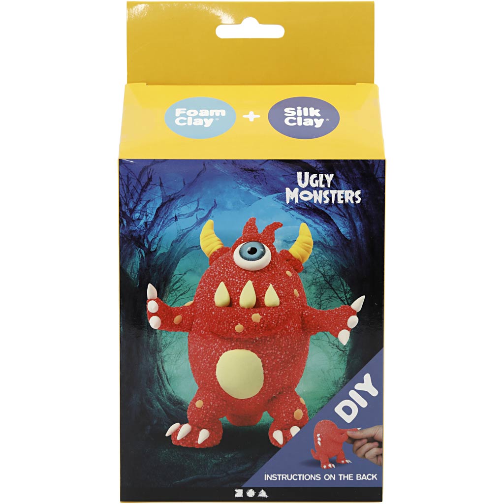 Silk clay funny friends, monster, rood, 1 doos