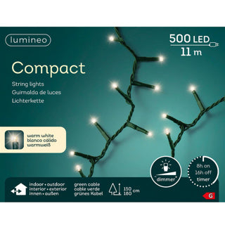Lumineo kerst compact binnen buiten warm wit 11 meter 500 lampjes