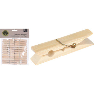Basic wasknijpers bamboe set 24 stuks
