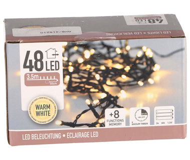 No brand kerst led verlichting 48 batterij warm wit