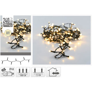 No brand kerst ledverlichting buiten, 240 led warm wit 0,5cm lampje 7,5 cm tussen lampjes, ip44