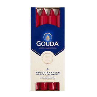 Gouda kroonkaarsen 8 stuks robijnrood