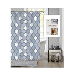 Dutch house douchegordijn 180x200 geo blauw
