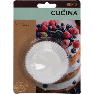 La cucina papieren muffinvormpjes 6 cm 100 stuks wit